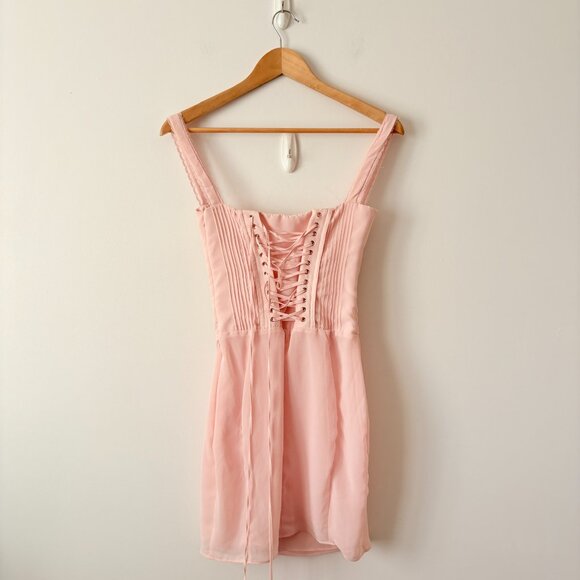 House of CB 'Syrah' Soft Peach Lace Back Mini Dress Light Pink Size XS - Picture 6 of 7